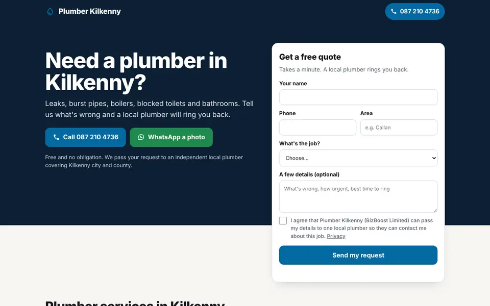 Home page of plumberkilkenny.ie