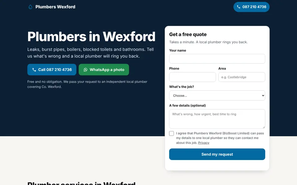 Home page of plumberswexford.ie